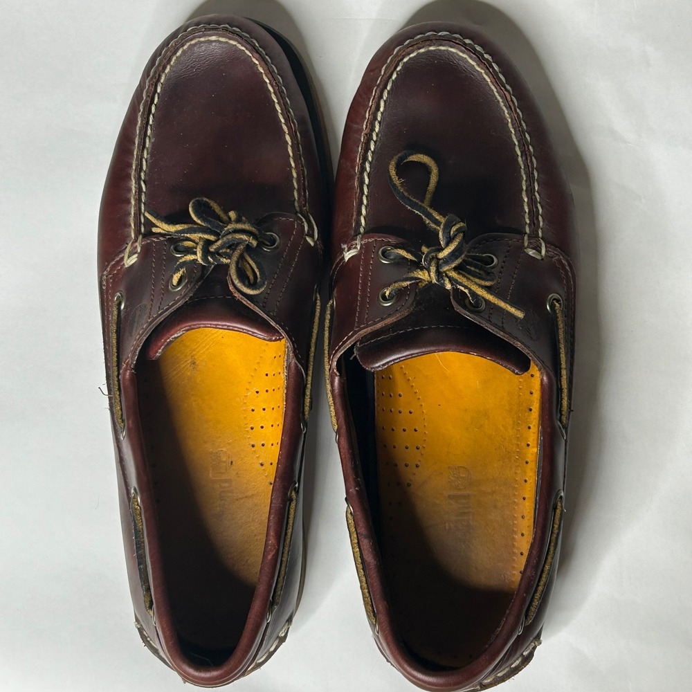Timberland Leather Boat Shoes/size‎ 11-Burgundy Brown Preppy Mens  Classic 2 eye